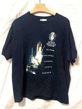 Vintage NASA Space Shuttle Program Missions and Dates Black T-Shirt XL